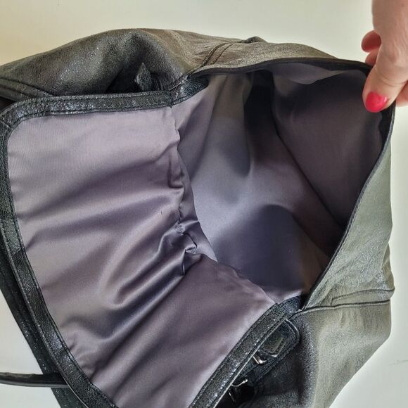 $698 COACH metallic black leather LIMITED Kristin Pinnacle LARGE TOTE BAG PURSE - Picture 10 of 16